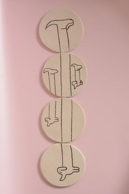 Set de 4 dessous de verre teckel